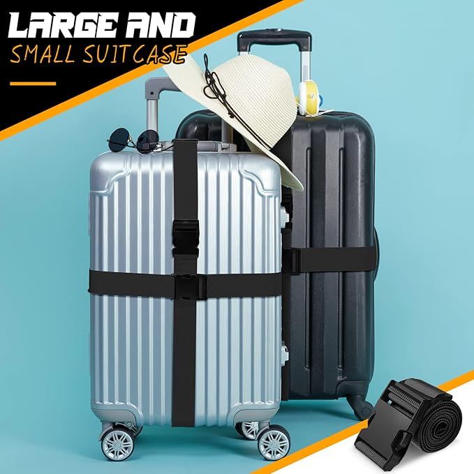 Eccliy 12 Pack Luggage Straps Suitcase Belts Wide Adjustable Packing Straps Travel Belts Accessories for Business Packing(Black)