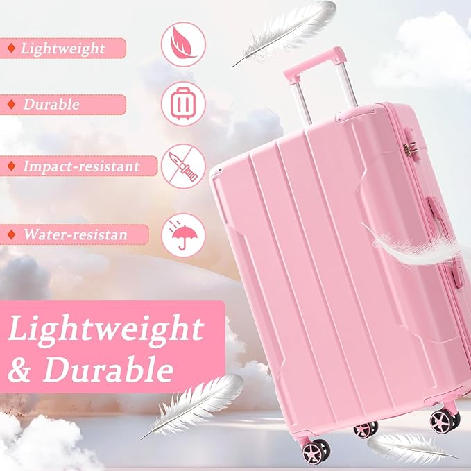 Merax 24 Inch Expandable Checked Luggage, Hardshell ABS Medium Suitcase with Spinner Wheels, TSA Lock, Lightweight Travel Suitcase for Long Trips and Vacations