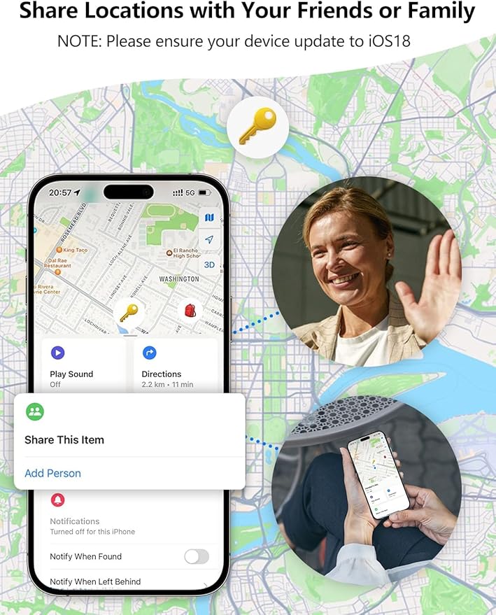 Tracker Tags, Item Finder Work with Apple Find My (iOS Only), Tracking Device Locator Smart Tag for Luggage, Keys, Wallet, Bike, Pets, Bags (White, 4 Pack)