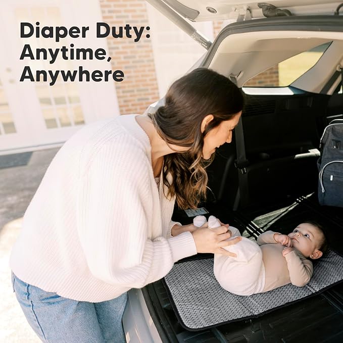 KeaBabies Portable Diaper Changing Pad, Easy Wipe Clean - Foldable Waterproof Baby Changing Mat for Diaper Bag, Compact, Lightweight, 25x13 Baby Changer Travel Essential, Machine Washable (Black Geo)