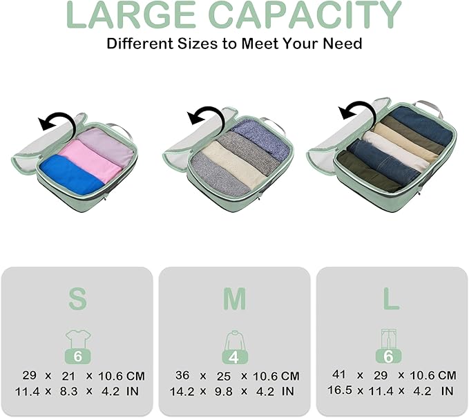Cipway Mesh Compression Packing Cubes, Ultralight See Through Luggage Organizer Bags, Travel Essentials for Carry on Suitcase（3 Pcs,Sage Green）