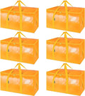 BALEINE 6-Pack Oversized Moving Bags with Reinforced Handles, Heavy-Duty Storage Tote for Clothes, Moving Supplies (Light Yellow, 6-Pack)