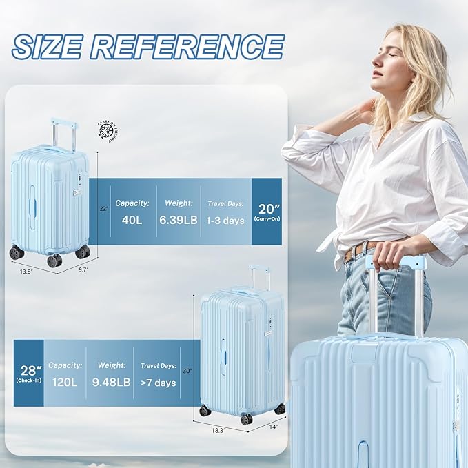 Krute Carry on Luggage 20 Inch Suitcases with Spinner Wheels Hardside Luggages Cup Holder Carry Suitcase USB Charger Port PC+ABS with TSA Lock