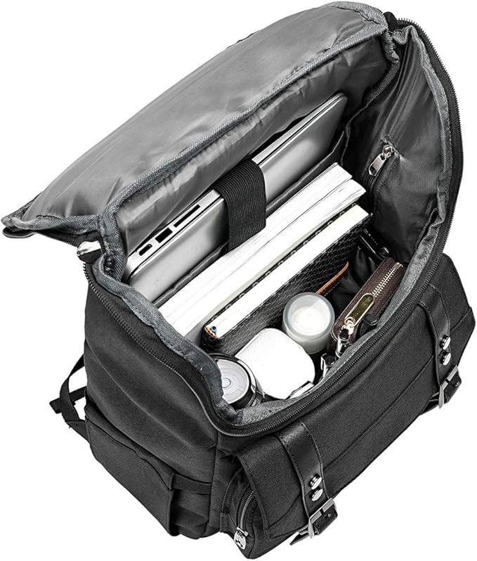 YALUNDISI Vintage Backpack Travel Laptop Backpack with usb Charging Port for Women & Men College Backpack Fits 15.6 Inch Laptop Black