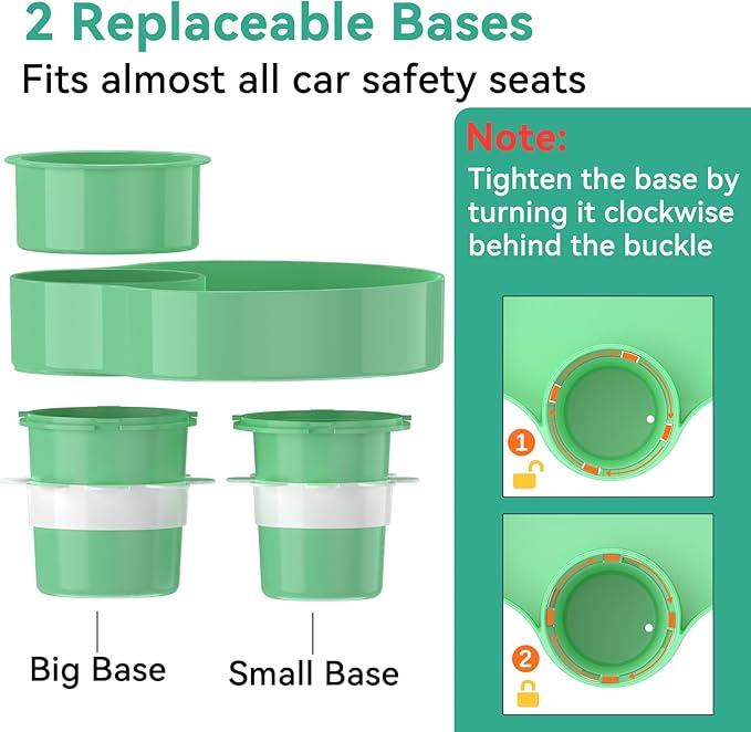 [2 Packs] Kids Car Seat Tray, Travel Tray with Cup Holder for Toddler Baby, Kids Car Seat Food Snack Organizer for Road Trip, Stroller snack Organizer Travel Must Haves (Light Green)