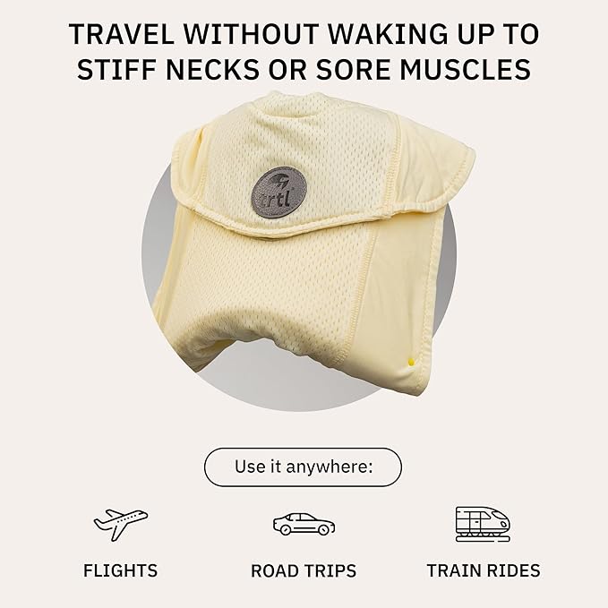 trtl Travel Pillow Cool for Neck Support - Cooling Plane Neck Pillow - with Breathable Fabric - Lightweight and Easy to Carry - Sorbet Yellow