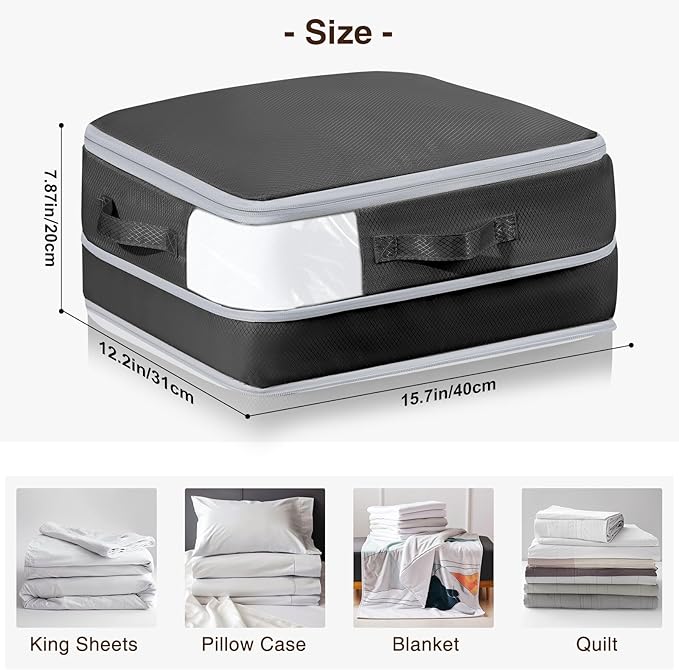 DIMJ Clothes Storage Bag 6 Pack, 19L Compression Storage Bags for Blanket, Sweater, Jacket, Closet, Sheet Storage Organizer with Window Handle, Compression Packing Cubes Space Saver Bags with Zipper
