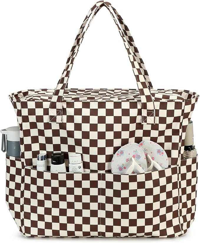 Waterproof Beach Tote Pool Bags for Women Ladies Extra Large Gym Tote Carry On Bag With Wet Compartment for Weekender Travel