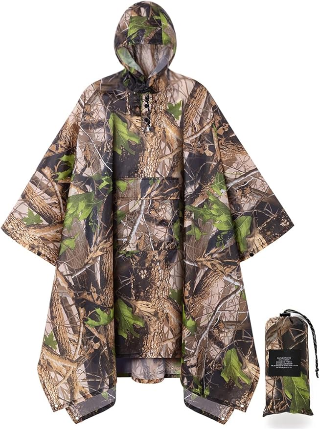 salamra Hooded Rain Poncho Waterproof Raincoat Jacket for Men/Women/Adults with Pocket