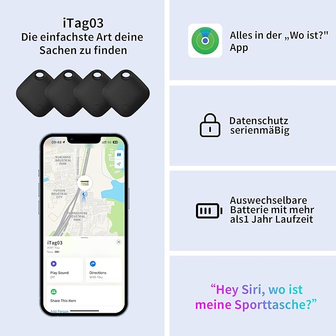 Air Tracker Tag 4 Pack Bluetooth Luggage Tracker tag Locator Works with Apple Find My,Smart Tracker for Suitcase, Bag, Backpack, Wallet,Replaceable Battery Smart tag Item Finder