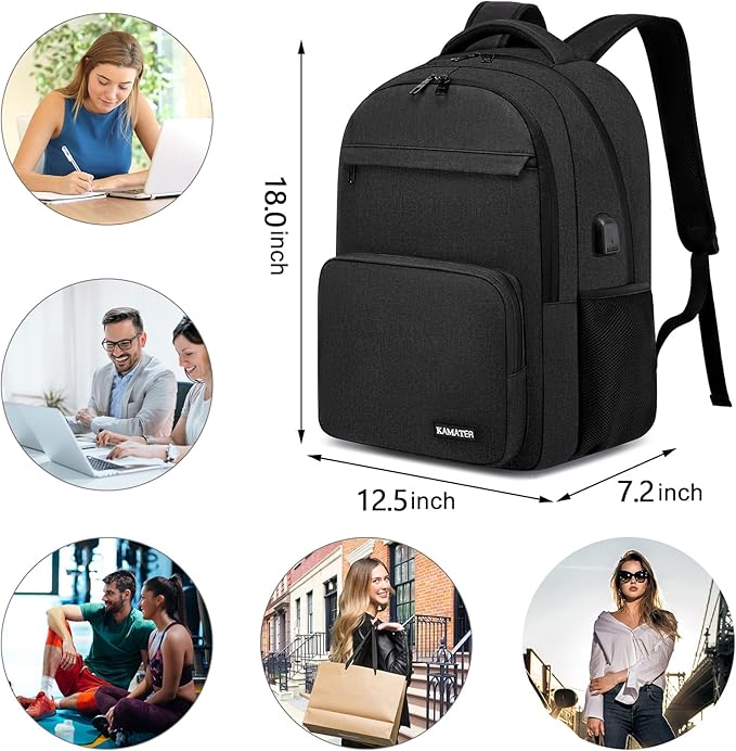 School Backpack for Teen Boys & College Students - 15.6 Inch Large Capacity Laptop Bookbag with Sturdy Water Resistant Anti-Theft | Multiple Compartments Backpack, Black