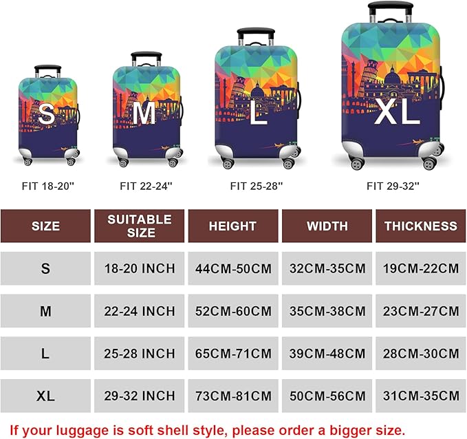 WUJIAONIAO Travel Luggage Cover Baggage Suitcase Cover Protector Skins 18-32 Inch (City, XL (for 29-32 inch luggage))