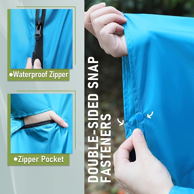 SaphiRose Unisex Rain Poncho Raincoat Hooded for Adults Women with Pockets