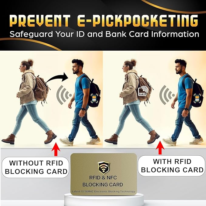 SaiTech IT RFID Cards One Card Protects Entire Wallet Purse For Men & Women, Contactless Bank Debit Credit Card Protector ID ATM Guard Card – Golden (1 Pcs Golden)