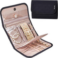 BELALIFE Travel Jewelry Case Organizer, Medium Foldable Storage Roll for Earrings, Necklaces, Rings, Bracelets, Brooches, Black