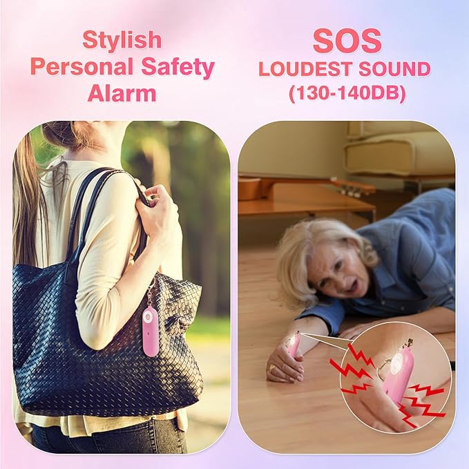 Personal Safety Alarm for Women - 130dB Self Defense Keychains Siren Whistle, Replaceable Battery with SOS LED Strobe Light - Emergency Security Safe Protection Devices for Kids Elderly