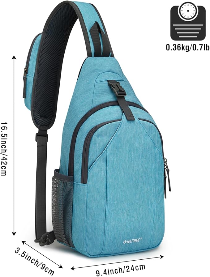 G4Free Sling Bag RFID Blocking Sling Backpack Crossbody Chest Bag Daypack for Hiking Travel(Sky Blue)
