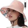 vidsel Womens Sun Hats Wide Brim Reversible Bucket Cotton Hat Packable Summer Travel Cap with Hat Clip,UV Protection