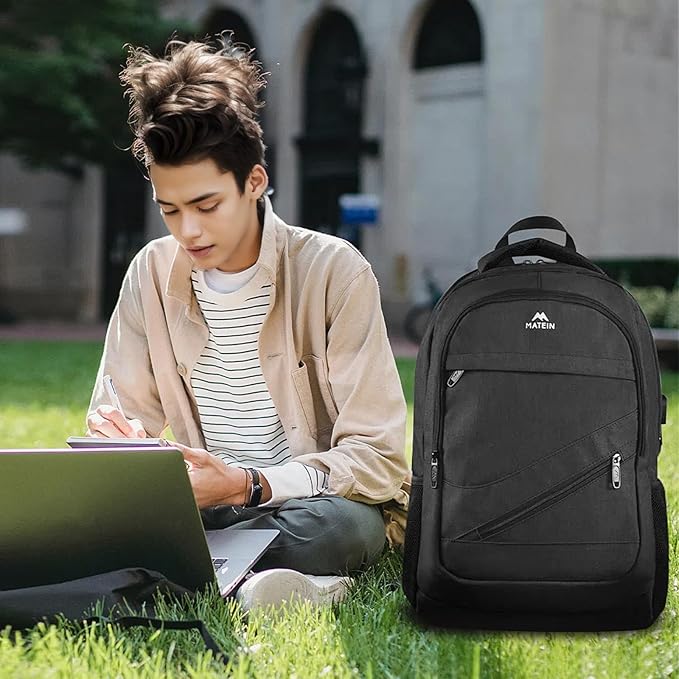 MATEIN School Laptop Backpack, Large TSA Friendly College Computer Bookbag with Laptop Compartment Fits 17 Inch Notebook, Water Resistant Work Travel Backpack, Graduation Gifts for Men Women