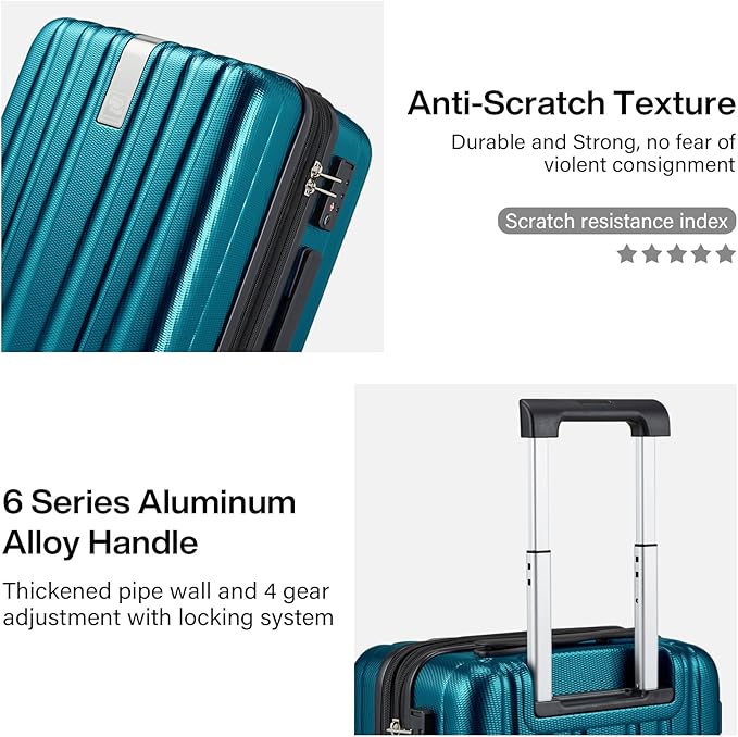 Hanke 20 Inch Expandable Carry on Luggage 22x14x9 Airline Approved Lightweight PC Hard Shell Suitcases with Wheels Tsa Luggage Rolling Suitcase Travel Luggage Bag for Weekender(Caribbean Blue)