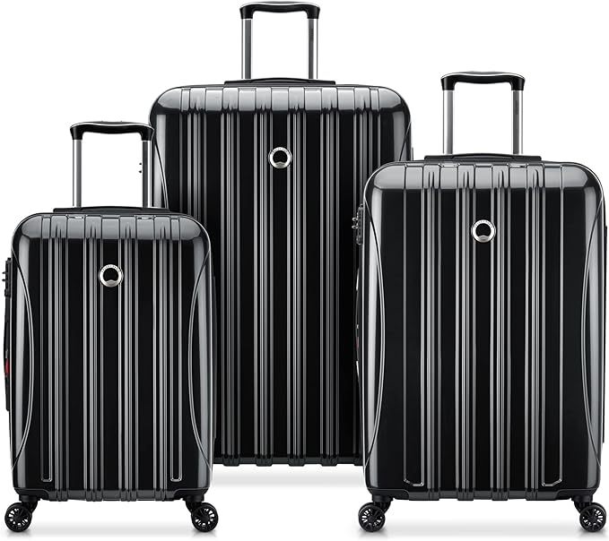 DELSEY PARIS Helium Aero Hardside Expandable Luggage with Spinner Wheels, Black, 3-Piece Set (21/24/28)