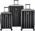 DELSEY PARIS Helium Aero Hardside Expandable Luggage with Spinner Wheels, Black, 3-Piece Set (21/24/28)