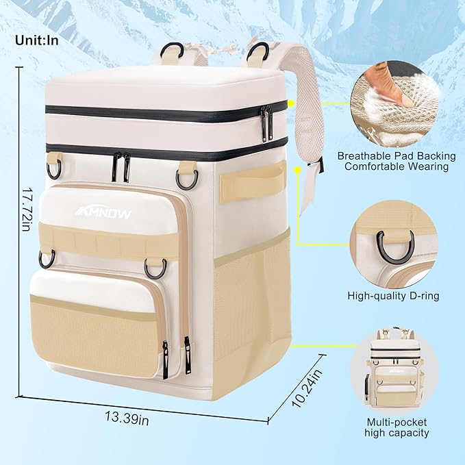 Backpack Cooler Insulated Leak Proof for Men Women 50 Cans Soft Cooler Backpack Insulated Waterproof Large Capacity Coolers Bag Portable for Lunch Camping Travel Picnic Hiking