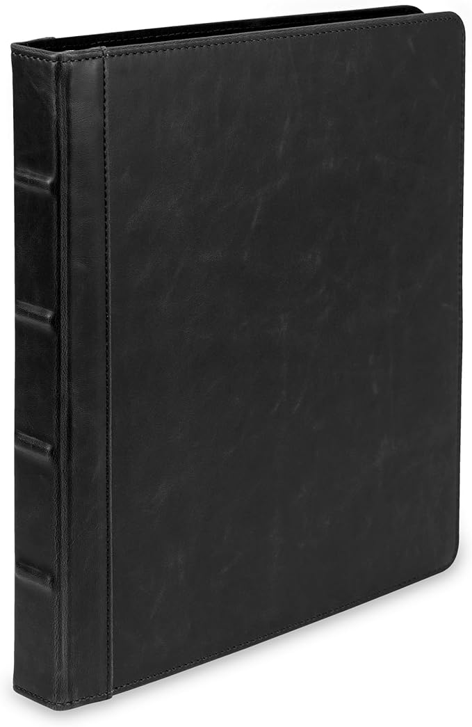 Samsill Vintage Leather Mini 3 Ring Binder 0.5 Inch Round Ring (Holds 100 Sheets), 5.5 x 8.5 Inch Documents, Professional Organizer, Planner, Notebook, Black