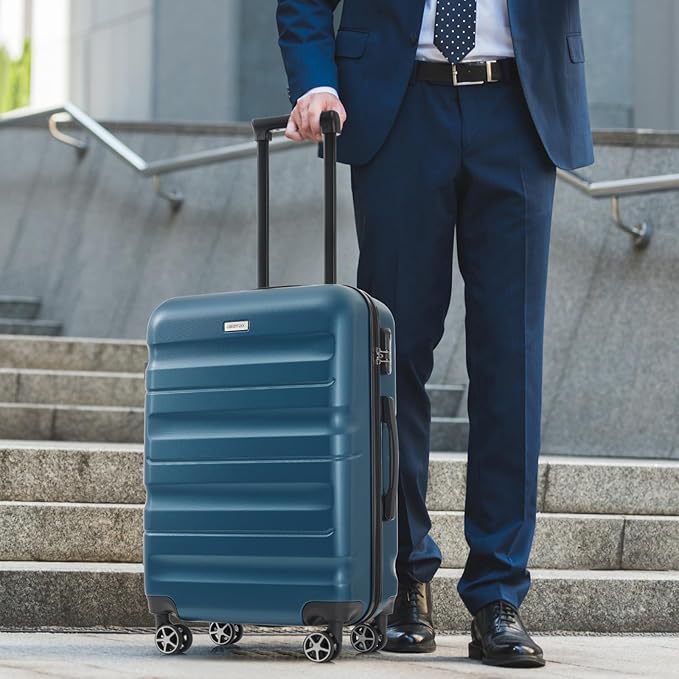 Merax Luggage Sets 6 Piece Hardshell ABS Suitcases with 8 Silent Spinner Wheels Durable and Lightweight Travel Luggage for Family Trips Ink Blue