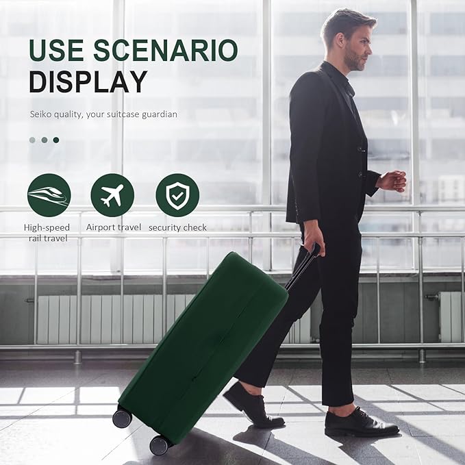 Travel Luggage Cover Suitcase Protector Scratch-Resistant Fit 19-31 Inch Suitcase, Not Included Suitcase (Avocado Green, M(24-25 inch))