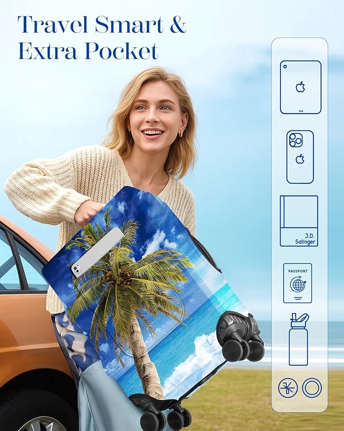 Slohif Luggage Cover for Suitcase Tsa Approved Protector - Luggage Sleeve Large Suit Case Cover Travel Stretch Baggage Case Protective Washable Fit 31-32 Inch Hawaii XL