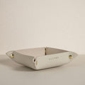 OLETHA Small Foldable Valet Tray - Aesthetic Desk Organizer for Home, Office & Travel - Portable Catch All Bowl for Keys, Jewelry & Essentials - Light Taupe