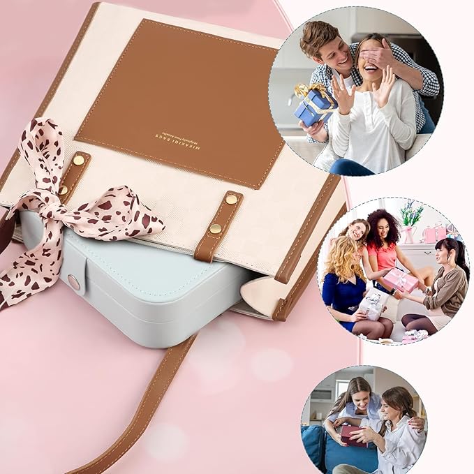 Travel Jewelry Box, PU leather Small Jewelry Organizer For Female Girls, double layer portable mini travel case for storing earrings, rings, necklaces.(blue 2pcs)
