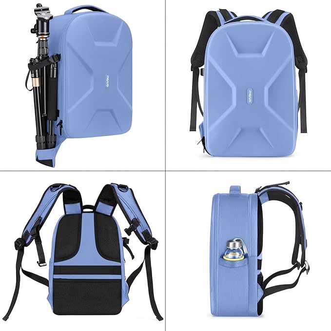 MOSISO Camera Backpack, DSLR/SLR/Mirrorless Photography Camera Bag 15-16 inch Waterproof Hardshell Case with Tripod Holder&Laptop Compartment Compatible with Canon/Nikon/Sony, Slate Blue