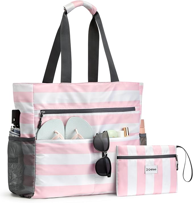 G4Free Beach Bag, Waterproof Sandproof Beach Tote Bag, Large Capacity Foldable for Women