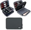 BUBM Double Layer Electronics Organizer, Travel Gadget Bag for Cables, Memory Cards, Flash Hard Drive and More, Fit for iPad or Tablet(up To 9.7")--Large, Gray