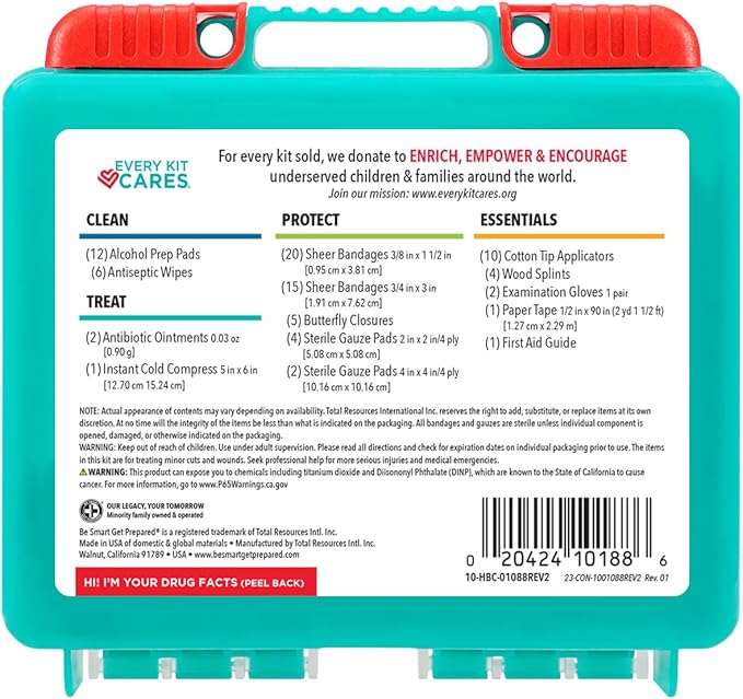 Be Smart Get Prepared 85 Piece First Aid Kit: Clean, Treat, Protect Minor Cuts, Scrapes. Home, Office, Car, School, Business, Travel, Emergency, Survival, Hunting, Outdoor, Camping & Sports, FSA HSA