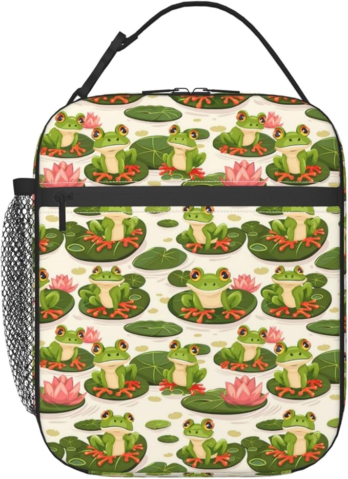 Frog Insulated Lunch Box for Women Men Frog Lunch Bag for Travel,or Fishing Polyester