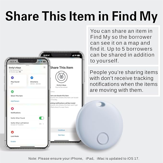Reyke Smart Tag, Air Tracker Luggage Tracker, Works with Apple Find My (iOS Only), Item Locator for Key, Luggage, Backpack, Wallet, IP67 Waterproof, Blue