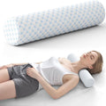 Neck Roll Pillow, Memory Foam Neck Support Pillows, Round Neck Pillows, Cylinder Bolster Pillows for Bed, Couch, and Yoga, Removable Washable Cover,18 * 4.3 * 4.3inch (Cool-Blue)