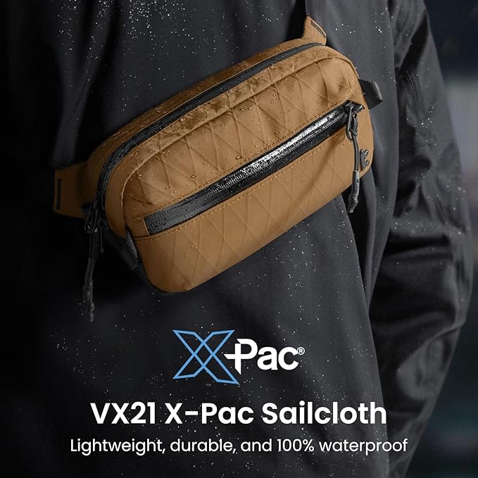 tomtoc 1.5L X-Pac Sling Bag with RFID Blocking, Crossbody Bag Minimalist Chest Shoulder Pack for Men/Women, Water-resistant Lightweight Casual Funny Pack for Travel, Daily Commute