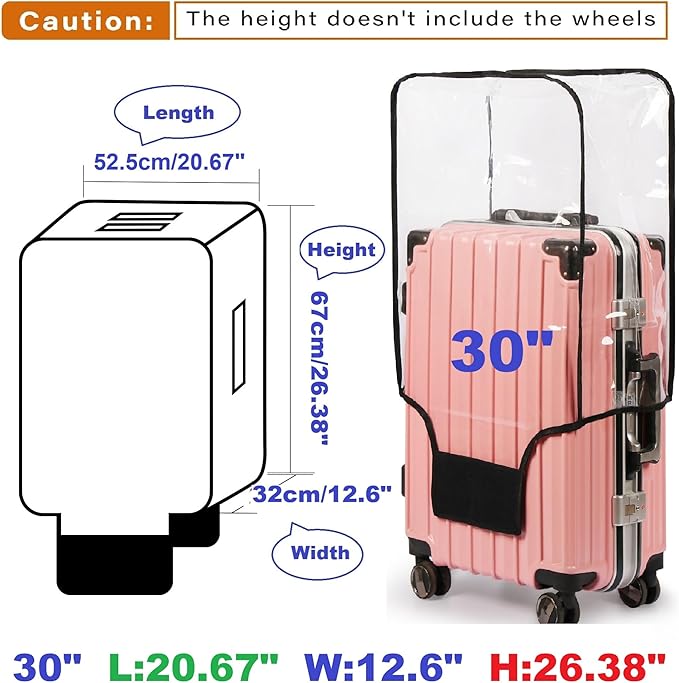 FABUWAY PVC Suitcase Cover - Clear, Transparent, Waterproof & Dustproof - 30"
