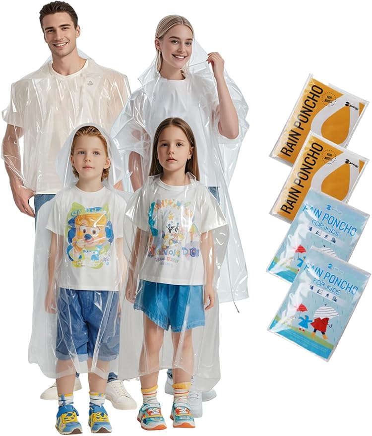 SaphiRose Disposable Rain Ponchos Emergency Clear Poncho