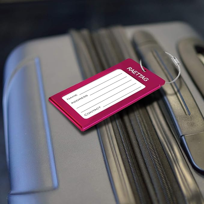 Luggage Tags Metal Suitcase Tags Travel Bag ID Identifier Luggage Tag (Red 2-Pack)