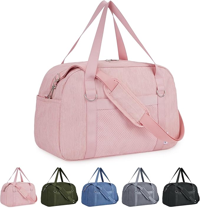 Narwey For Spirit Airlines Personal Item Bag 18x14x8, Small Duffle Bag for Travel, Duffel Bag for Traveling, Carry on Bag for Airplanes Underseat Overnight for Women and Men (Pink)