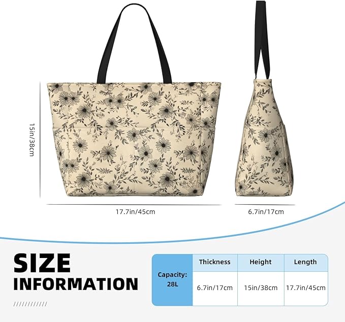 Beach Bag for Women Beach Tote Bag Waterproof Sandproof Large Bags with Zipper Big Capacity for Vacation Travel