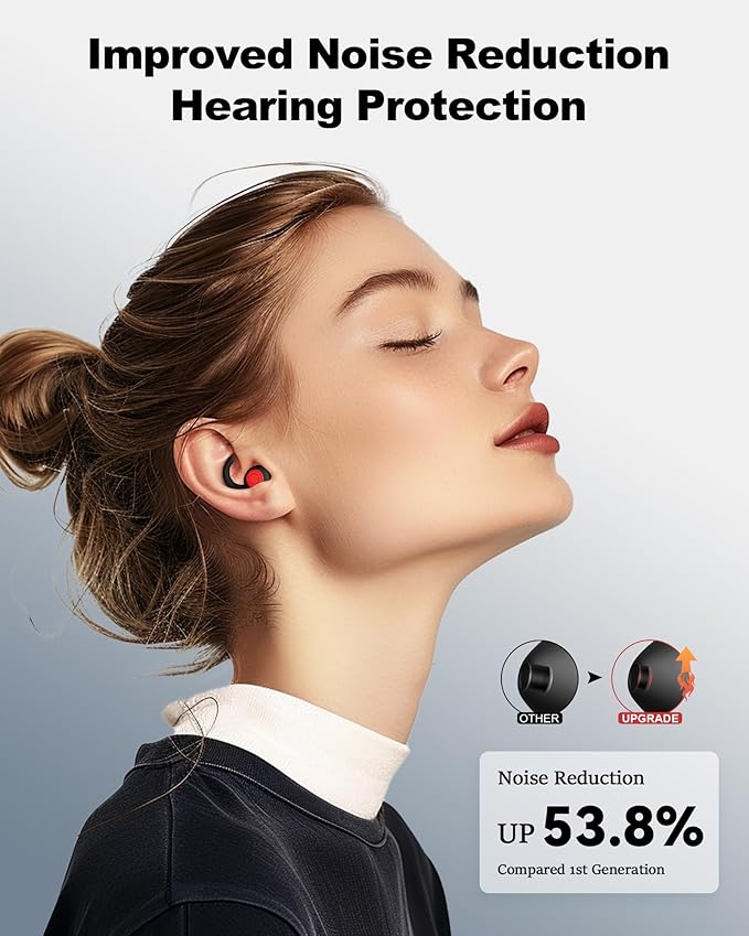 Ear Plugs for Sleeping - Noise Reduction Soft Silicone Earplugs, 2 Pairs Reusable Hearing Protection Earplugs for Noise Sensitivity, Sleep,Travel,Sound Reduction Noise Cancelling - Black