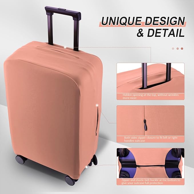 Travel Luggage Cover - Scratch-Resistant Fit 19-33 Inch, Pink, 3XL