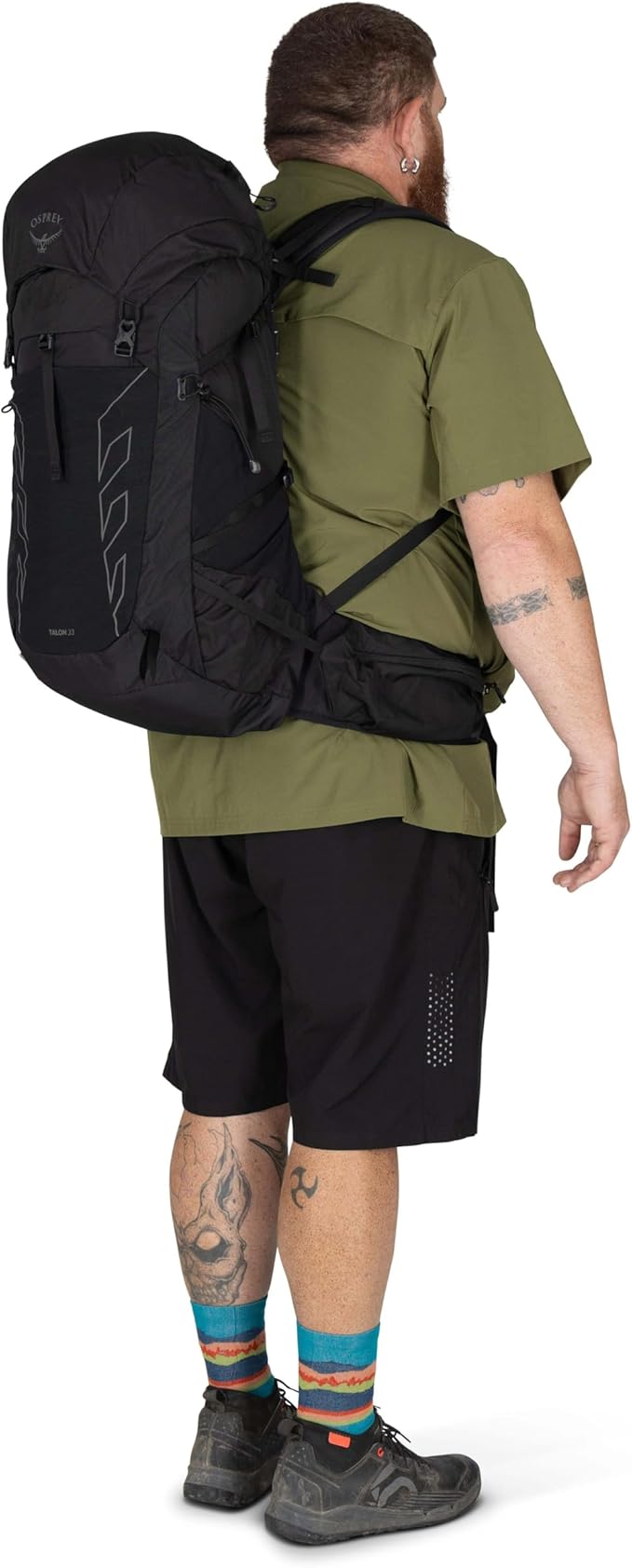 Osprey Talon 33L Men's Lightweight Hiking Backpack with Hipbelt, Black/Coal Grey, Extended Fit
