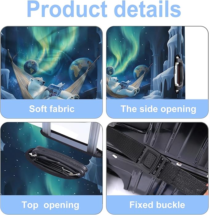 Polar bear Luggage Cover Washable Suitcase Protector Anti-Scratch,Stretchable Fit for 20-34Inch Luggage Durable Travel Bag Cover with Zipper Closure L(28-30inch suitcase)